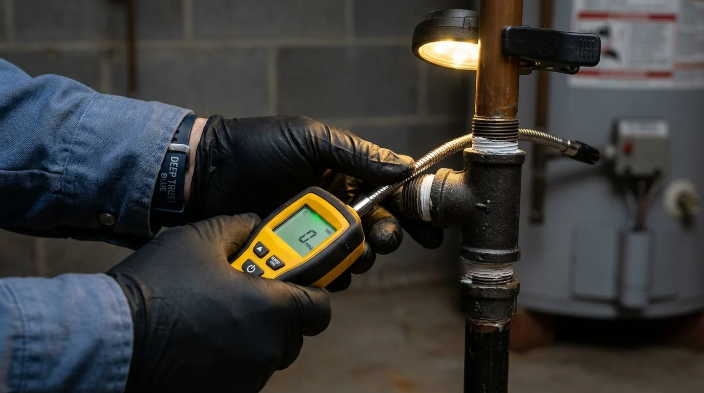 Gas leak detection with electronic sniffer by Johns Plumbing LLC in Johnsonville