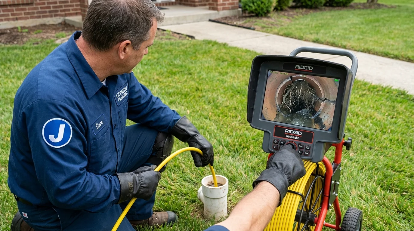 Sewer camera inspection being performed by Johns Plumbing LLC in Johnsonville