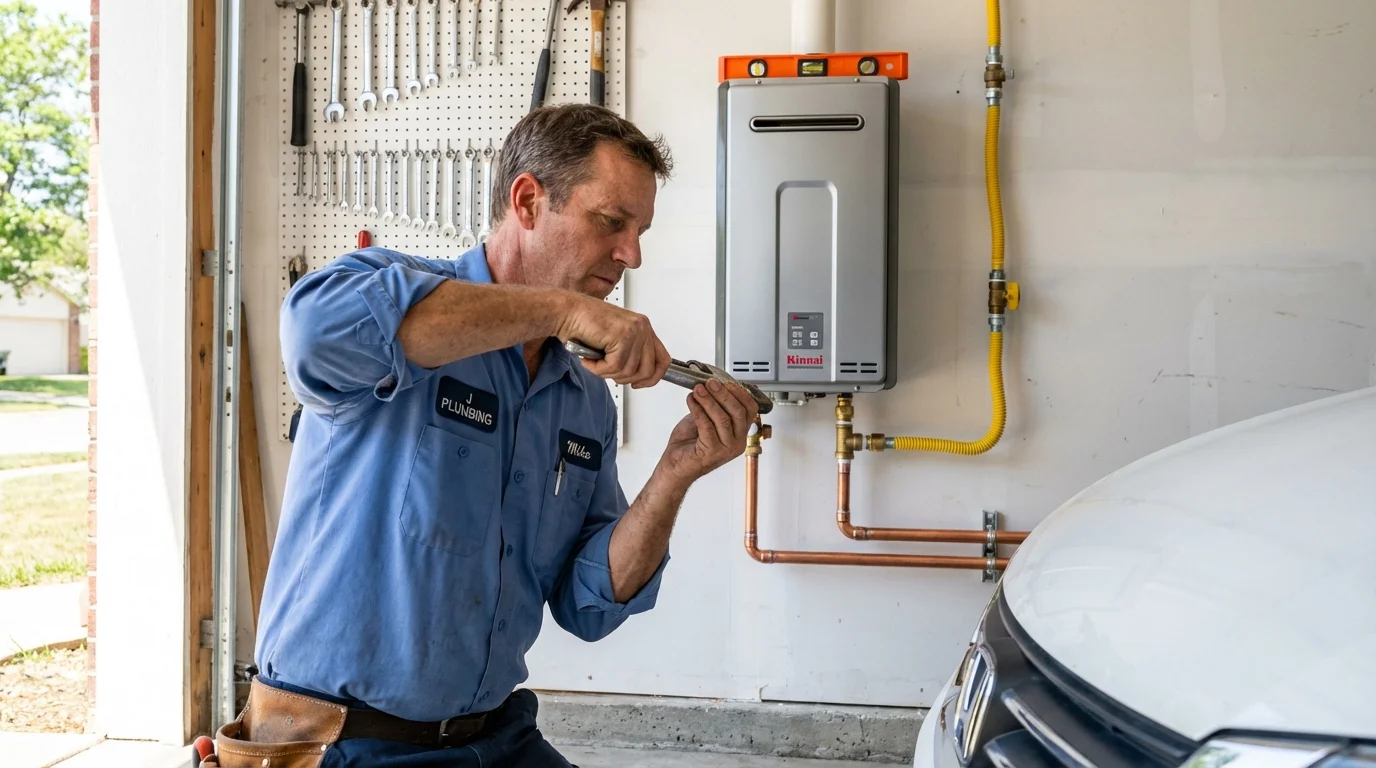 Tankless water heater installation by a Johns Plumbing LLC plumber in Johnsonville